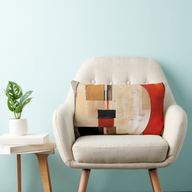 Celestial Elegance: Abstract Exploration in Beige Lumbar Pillow (Chair)