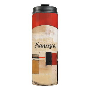 Celestial Elegance: Abstract Exploration in Beige Thermal Tumbler