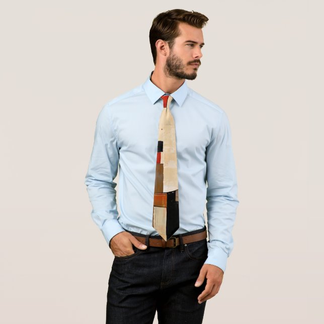 Celestial Elegance: Abstract Exploration in Beige Tie (In Situ)