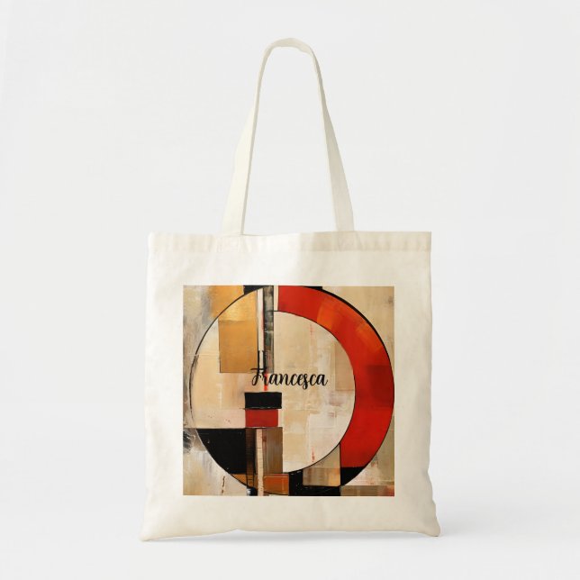 Celestial Elegance: Abstract Exploration in Beige Tote Bag (Front)