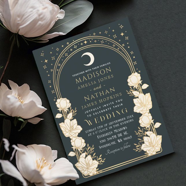 Celestial Elegant Arch Art Nouveau Wedding Invitation (Creator Uploaded)