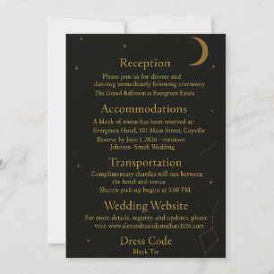 Celestial Elegant Black & Gold Wedding Enclosure Invitation