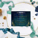 Celestial Elegant Blue, Navy Green Wedding Details Enclosure Card<br><div class="desc">Beautiful Wedding details enclosure card where you can add any details you like. Design with gorgeous navy, blue, emerald green and teal background, dainty stars, moon phases and delicate faux gold gilded botanical details. Ability to add any details, ours are simply an example. If need you can select the "Edit...</div>