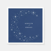Celestial Elegant Moon Navy Blue Wedding Napkin