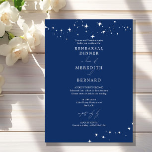 Celestial Elegant Wedding Blue Rehearsal Dinner Invitation