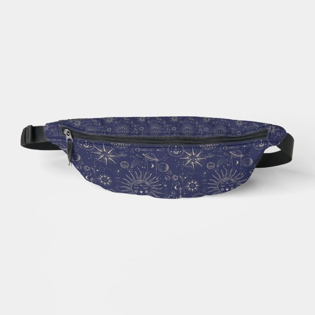 Celestial Elements on Navy   Fanny Pack (Front)