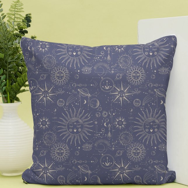 Celestial Elements on Navy   Throw Pillow (Creator Uploaded)