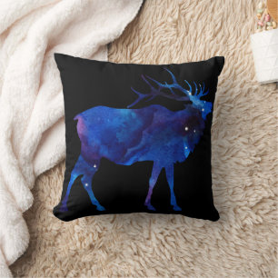 Celestial Elk Silhouette Throw Pillow