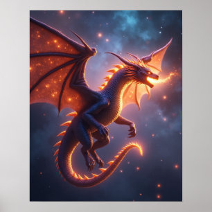 Celestial Ember Dragon Poster
