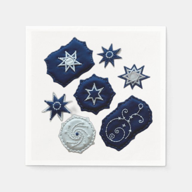 Celestial Embroidered Symbols Napkin (Front)