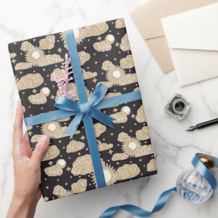 Celestial Engraving Toile (Solar Corona) Wrapping Paper