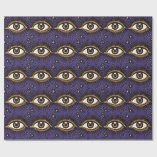 Celestial Eye Moon Stars Art Nouveau Wrapping Paper