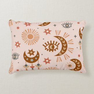 Celestial eye, moon, sun pattern. accent pillow