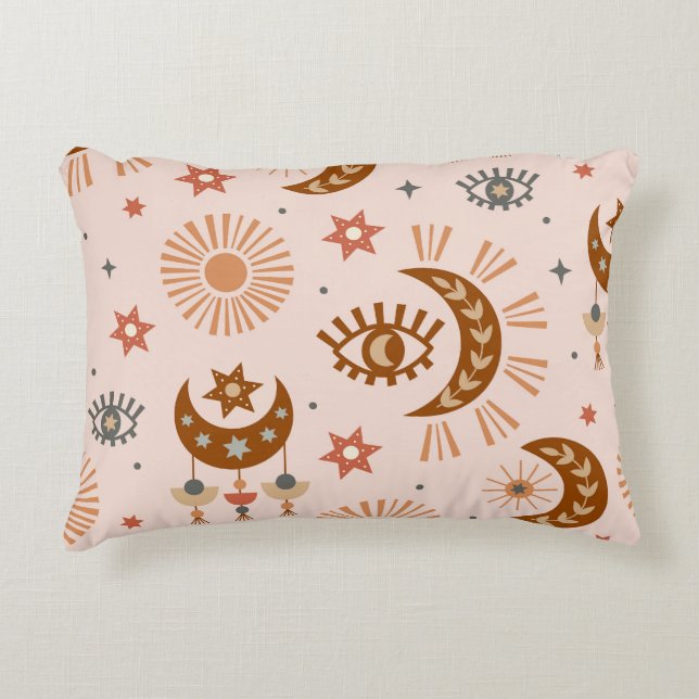 Celestial eye, moon, sun pattern. accent pillow (Front)