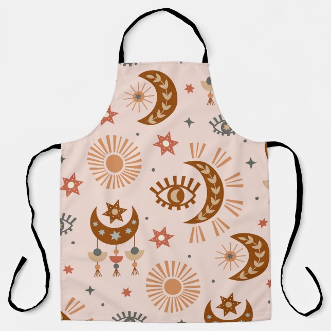 Celestial eye, moon, sun pattern. apron (Front)
