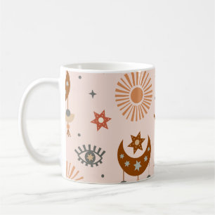 Celestial eye, moon, sun pattern. coffee mug