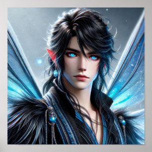 Celestial Fairy Prince with Piercing Sapphire Eyes Poster