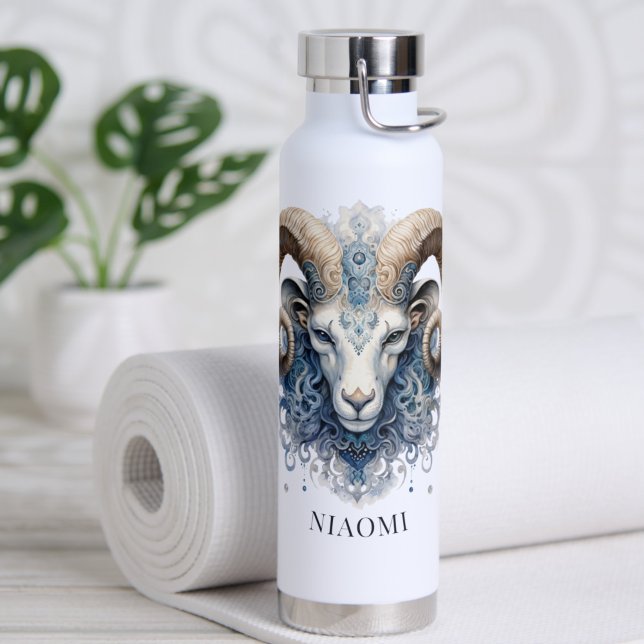 Celestial Fantasy Galaxy Ram Zodiac Symbol Aries Water Bottle (Creator Uploaded)