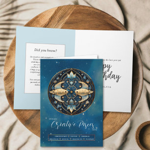 Celestial Fantasy Zodiac Symbol Pisces Birthday Card