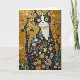 Celestial Feline in Gold Invitation