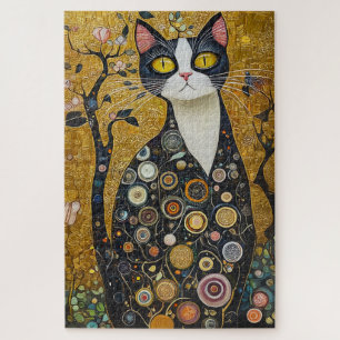 Celestial Feline in Gold Jigsaw Puzzle