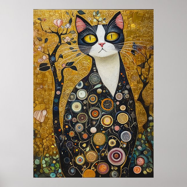 Celestial Feline in Gold Poster (Front)