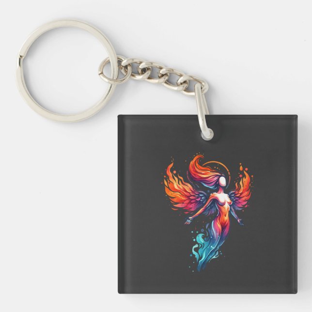 Celestial Fire Ice Goddess Keychain (Front)
