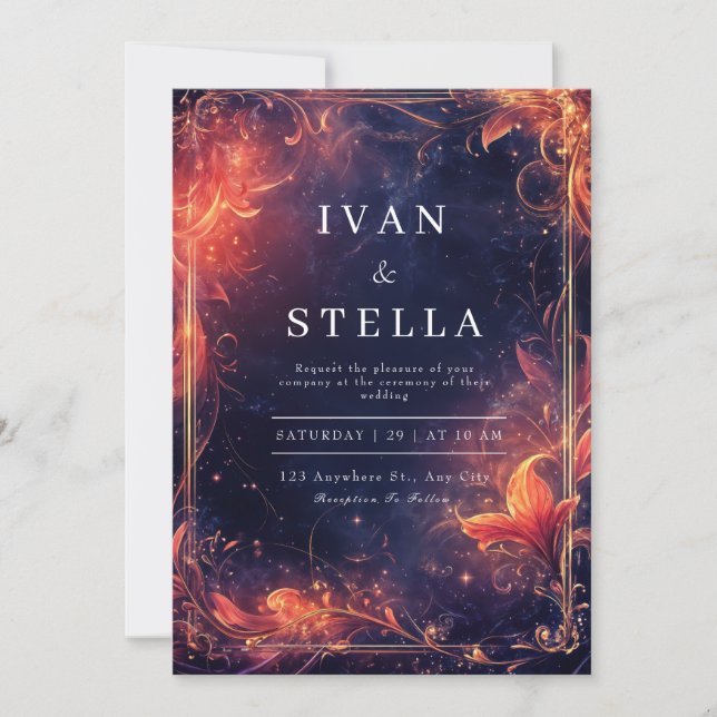Celestial Flame Wedding Invitation (Front)