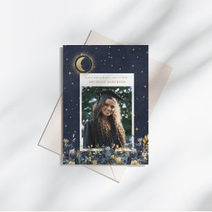 Celestial Floral Moon Graduation Announcement