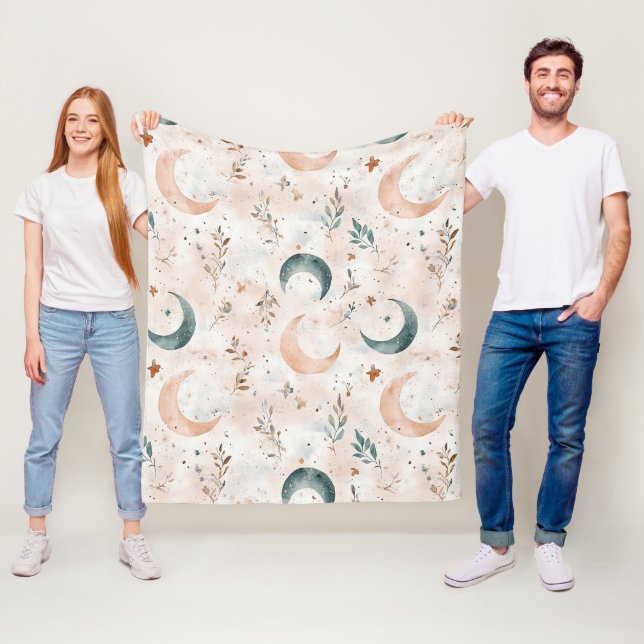 Celestial Floral Pattern (6) Fleece Blanket (In Situ)