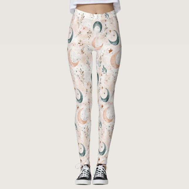 Celestial Floral Pattern (6) Leggings (Front)