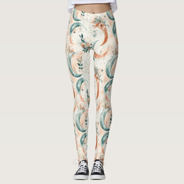 Celestial Floral Pattern (7) Leggings (Front)