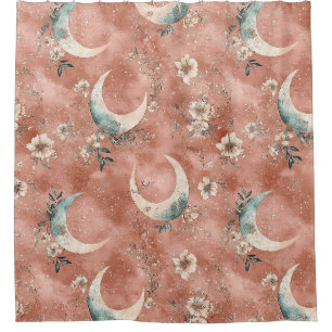 Celestial Floral Pattern Muted Terracotta