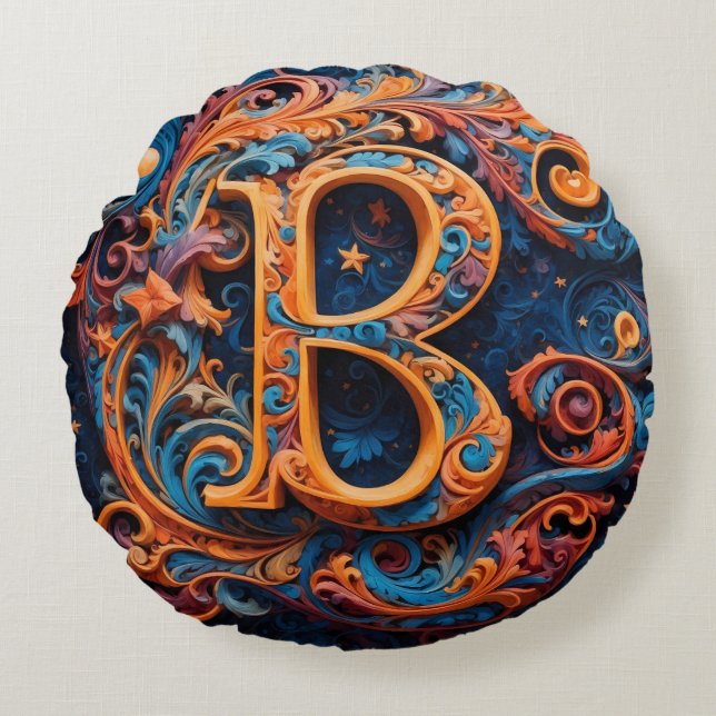 Celestial Flourishes Round Pillow (Front)