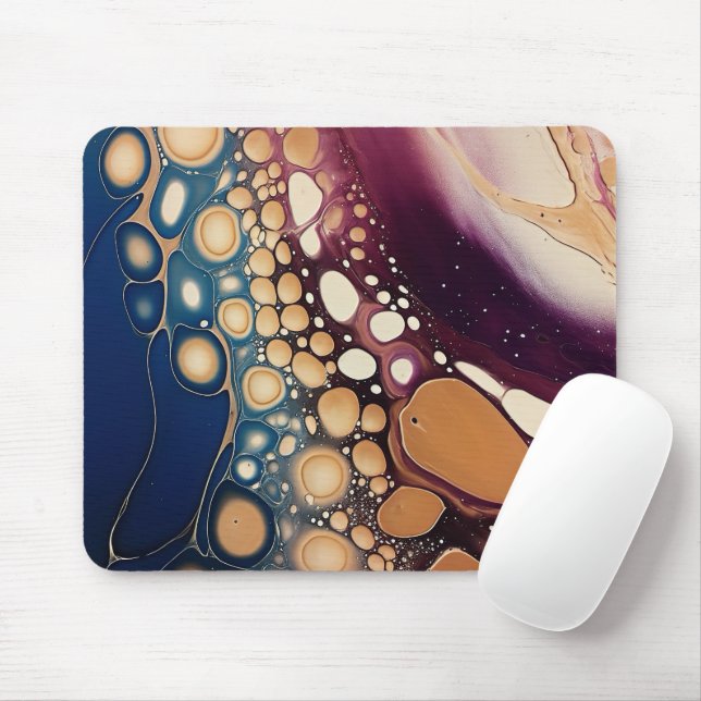 Celestial Fluid Marble in Midnight Gold Mouse Pad (With Mouse)