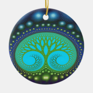 Celestial Forest Nature Pattern Abstract Art Ceramic Ornament