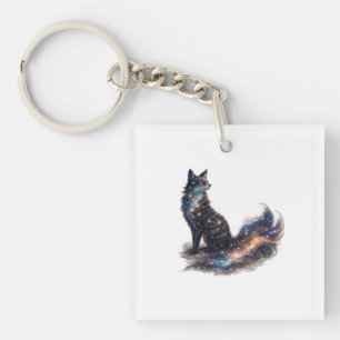 Celestial Fox Cosmic Fantasy Animal Keychain