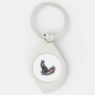 Celestial Fox Cosmic Fantasy Animal Keychain