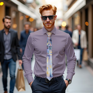 Celestial Frost Abstract Art Tie