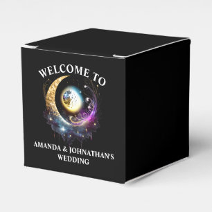 Celestial full moon 3D starry night magenta chic Favor Box