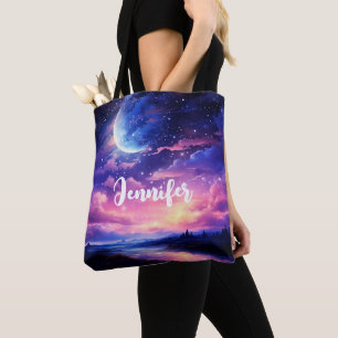 Celestial Full Moon Stars Clouds Mystical Wedding Tote Bag