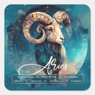 Celestial Galaxy Aries Fantasy Zodiac Ethereal Square Sticker
