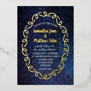 Celestial Galaxy Cosmos Sky Gold Foil Wedding