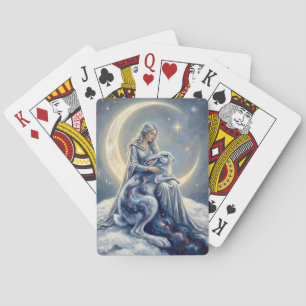 Celestial Galaxy Hare Moon Goddess Fantasy Art Playing Cards
