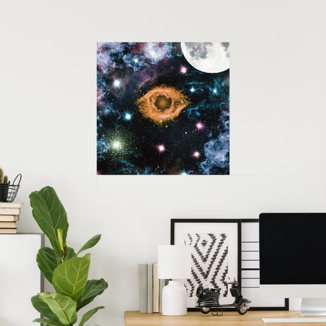 Celestial Galaxy Nebula Planet Hubble Photo Poster (Home Office)