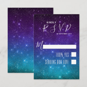 Celestial Galaxy Night Sky Stars Wedding RSVP Card