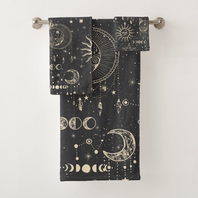 Celestial Galaxy Occult Pattern Bath Towel Set (Insitu)