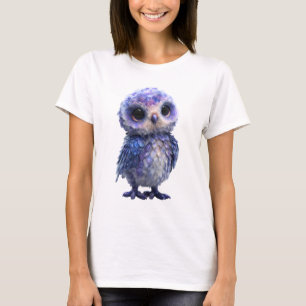 Celestial Galaxy Sparkle Baby Owl Women T-Shirt