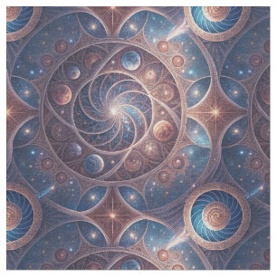 Celestial Galaxy Spiral Mandala Design Pattern Art Fabric