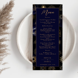 Celestial Galaxy Sun Crescent Moon Navy Menu